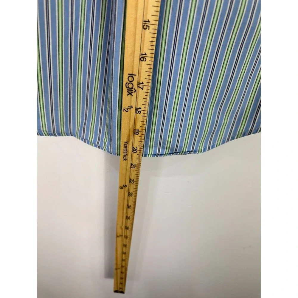 Ralph‎ Lauren Boys 5 Blue Green Striped Button Down Dress Shirt Logo Cotton
